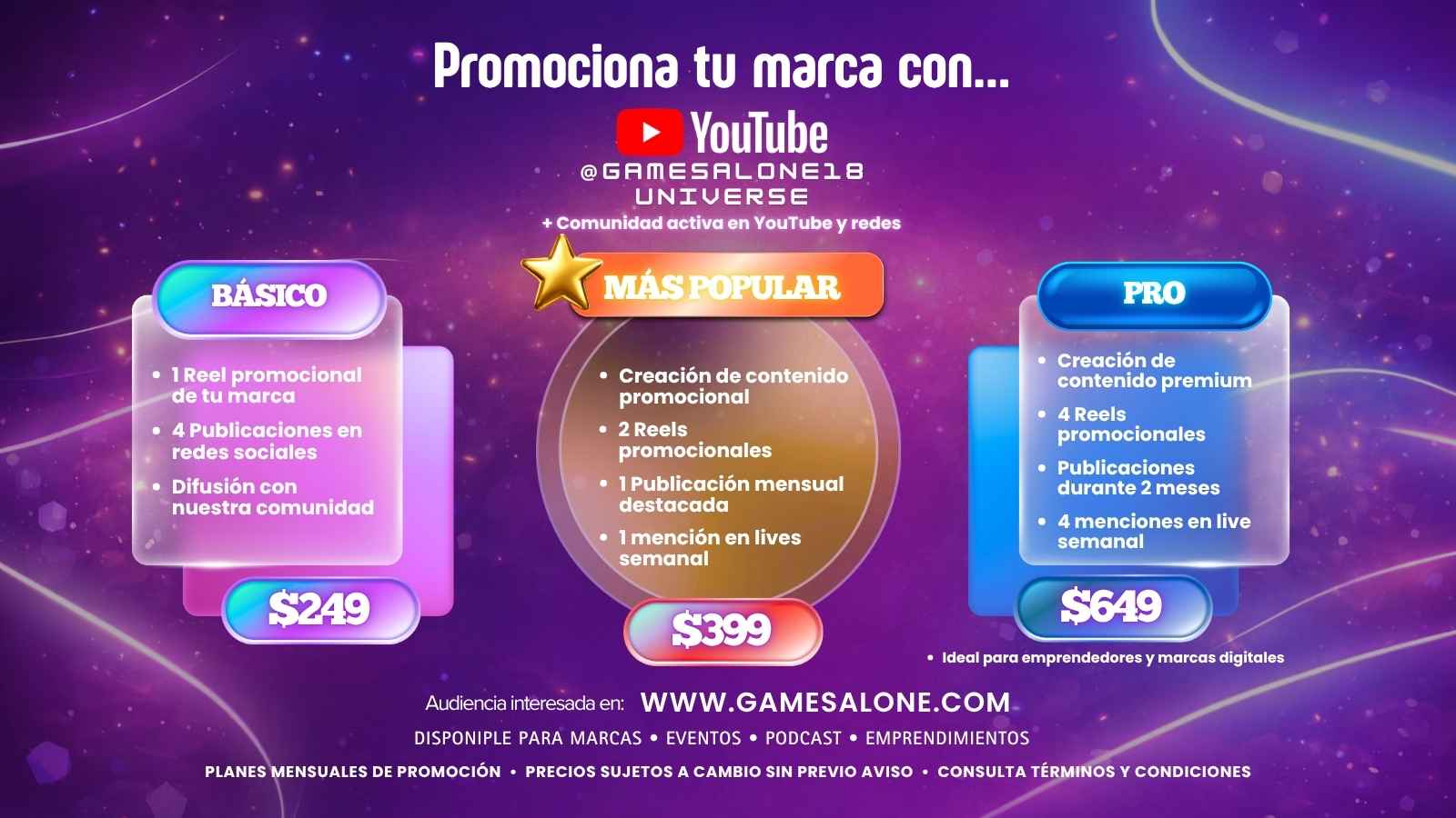 Servicios digitales y audiovisuales de GamesAlone18 Universe